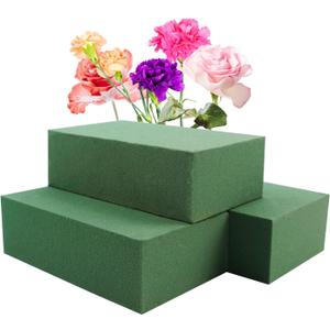 Prashent 3Pcs Floral Foam Blocks,Green Wet Dry Flower Foam Plant Foam for Fresh & Artificial Flower Arrangements DIY Craft 5.5L x 3.1W x 1.7H