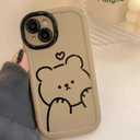 Cute Brown Teddy Bear Pattern Phone Case with Kawaii 3D Cartoon Bear Hangings iPhone X/XS, Non-Slip Design and Shock Absorption, Phone Case for Teen Girls, Boys, Women and Men(iPhone - X/XS)