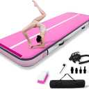 Inflatable Gymnastics Mat Tumble Track (8 Inches Thick) - 10ft/13ft/16ft/20ft Air Floor Training Mats for Home Use, Cheerleading, Water Fun & Camping - Includes 500W Electric Pump & Carbon Pattern