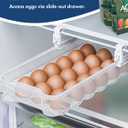 Skywin TidyFriend Refrigerator Egg Drawer 14"x7.5"x3.95" Snap-On Egg Holder with Pull-Out Drawer, Holds 18 Eggs, Fits Flat Fridge Shelves 14.116.3 in Long and 0.931.32 in Thick