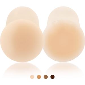 Niidor Nipple Covers Stickers, Reusable Sticky Adhesive Silicone Nipple Pasties Bras for Women Breast Petals with Travel Case (Lift _1 Pair_crme)
