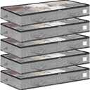 5Pack under bed storage Transparent plastic visual window containers Below bins 4.5 Inches Low Profile Under Organizer Clothes bag with Sturdy Sidewalls and Bottom