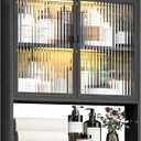 Bathroom Wall Cabinet,Metal Medicine Cabinet with Glass Doors,Wall Mounted Cabinet Over The Toilet,Black Small Cupboard