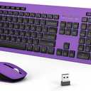 seenda Wireless Keyboard and Mouse Combo, 2.4GHz Cordless Quiet Keyboard Mouse with USB Receiver, Full Size Cute Purple Combo, Compatible for Windows Laptop Computer Desktop PC, Black and Purple