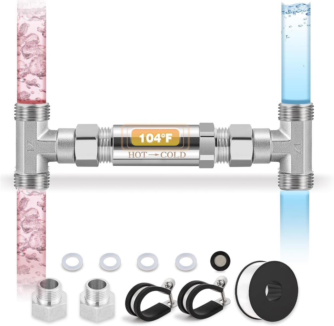 Upgraded 304 Stainless Steel Bypass Sensor Valve Kit for Instant Hot Water Recirculating System Replacement for the plastic Sensor Valve