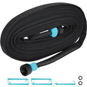 Flat Soaker Hose 50 ft for Garden Beds Drip Irrigation Hose Save 80% Water, Foundation Watering Hose with Soaker Hose Stakes (50ft)