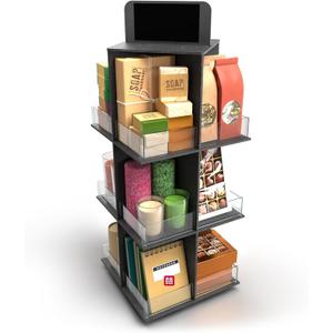 Black Wooden Tiered Display Stand - Rotating Display Stand - Farmers Market Display Shelf - Vendor Booth Display Items - Market Display - Display Racks for Craft Shows