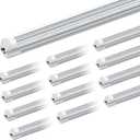 Barrina LED Shop Lights 8FT, 100W 15000LM 6500K Super Bright White, T8 LED Garage Lights, V Shape Clear Cover, High Output Tube, Linkable 8 Foot Strip Light for Workshop, Warehouse with Plug, 12 Packs