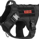 OneTigris Tactical Dog Harness - Fire Watcher Comfortable Patrol Vest (Black, Medium)