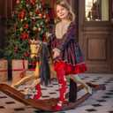 Aaronano 2 Pairs Girls Patterned Red Tights Christmas Holiday Stockings Kids Snowflake Printed Tights for Girls 4-10t (Christmas Leaf+Snowflake,Large)