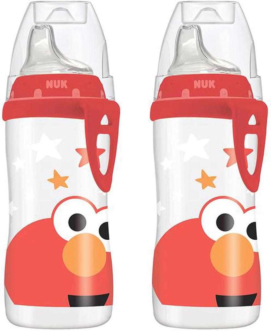 NUK Elmo Active Cup, 10oz, 2 Pack  BPA Free, Spill Proof Sippy Cup