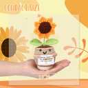 Sea Team Handmade Positive Sunflower Crochet Doll with Emotional Support Card, Knitted Artificial Flower, Christmas Decoration, Appreciation Thank You Gift for Teacher, Mentor, Coworker, Nurse