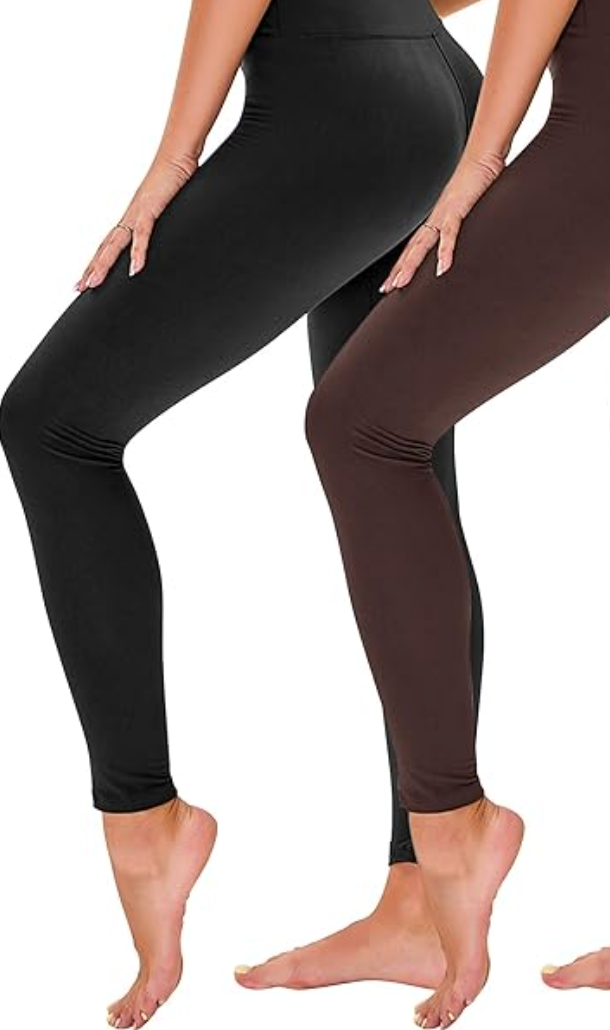 2 Pack Black And Brown Leggings for Women Yoga Pants for Workout Gym Running, XL