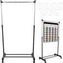 Adjustable Pocket Chart Stand, Rolling Pocket Chart Holder with Casters & 7 Rings, 35.75-63" Height, Teaching Supplies for Classroom Room Educational Tools