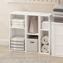 Furinno Reed 2-Tier Closet Organizers and Storage, Closet Organizer, Open Shelf Closet Storage, for Wardrobe, Bedroom, Living Room, 8-Inch Width, White, 2-Tier; 7.9" W