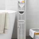 AOJEZOR Bathroom Storage Cabinet: Small Bathroom Storage Cabinet  Toilet Paper Holder Fit for Mega Roll,White