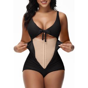 SHAPSHE Women's Tummy Control Swimsuit One Piece Slimming Bathing Suit Cutout Tie Knot Front Bikini Push Up Swimwear (3X-Large, Black)
