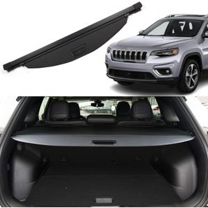 for Jeep Cherokee 2019 Cargo Cover Jeep Cherokee 2020 2021 2022 2023 Accessories Rear Trunk Cover Rear Trunk Security Cover Shielding Shade, Black, (Not Fit for Jeep Grand Cherokee)