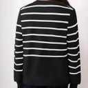 ZESICA Women's Striped Cardigan Sweaters Fall 2025 Long Sleeve Open Front Button Down Knit Outerwear Coat Trendy Clothes (Black, M)