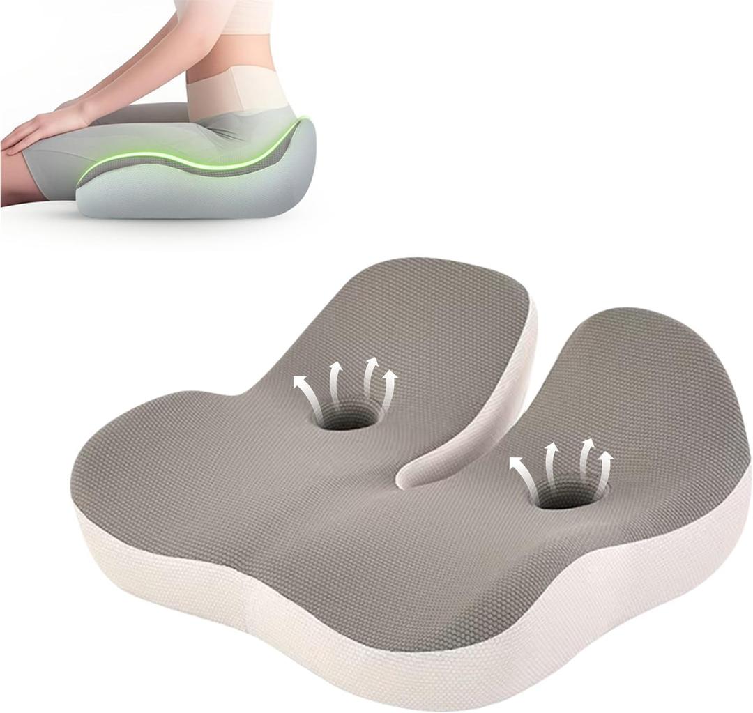 Seat Cushion,Office Chair Memory Cushion, Ergonomic Design, Relieve Sciatica and Long-Term Sitting Pain, Suitable for desks, car Seats, Games, wheelchairs (Gray)