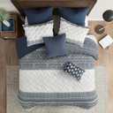 Ink+Ivy King Duvet Cover Set, Chic Chevron Chenille Tufting Accent, Boho Duvet King Set, All Season, Lightweight Cotton Duvet King Set Bedding Cover, 2 Shams, Mila, King/Cal King Navy 3 Piece