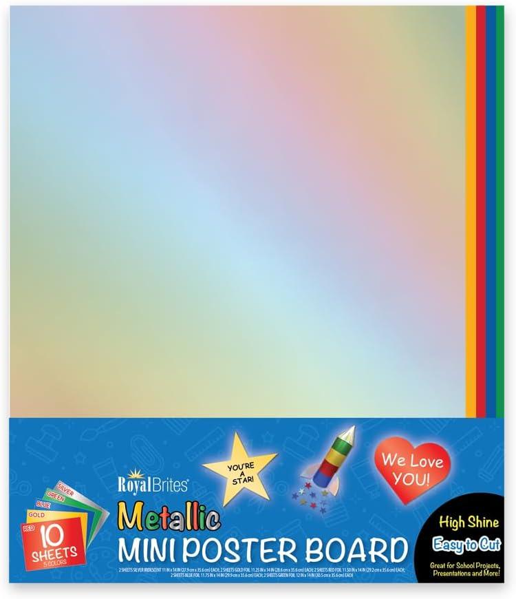 Royal Brites Mini Metallic Poster Board Card Stock Paper 12x14, Lightweight, Ideal for Arts & Crafts, Projects and 
EXPO Dry Erase Markers Kit, Chisel Tip, Assorted Colors, Eraser, Spray Cleaner, 6 Count - Vibrant Ink, Ideal for Classroom, Back to School Supplies, Teachers, Office, Whiteboard & Home