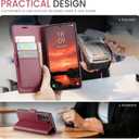 for Samsung Galaxy S22 Case Wallet with RFID Blocking Card Holder, PU Leather Kickstand Protective Flip Phone Cover Fit for Galaxy S22 6.1", Wine Red