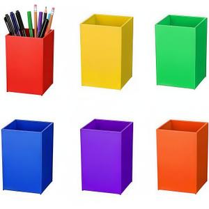 12 Pack Acrylic Pencil and Crayon Organizer, Color Pencil Holder for Classroom, Desk Organization, School Supplies (6 Colors)