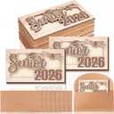 Wenqik 8 Sets Senior Graduation Money Holders Class of 2026 Senior Night Cash Gift Bulk Wooden Envelope Box DIY Money Envelope Wallet Congrats Grad Wood Card Cash Holder for 2026 College High School