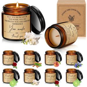 MTLEE 18 Pcs Thank You Gifts Candles Scented for Women Employee Appreciation Gifts Inspirational for Teacher Nurse Men Women Coworkers Graduation Mother's Day Friend Birthday Favors(Stylish)