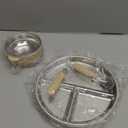 AIEVE Stainless Steel Kids Plates and Bowls with Suction,4 Pcs Kids Dinnerware Set Including Spoon,Fork,Divided Toddler Suction Plates and Suction Bowls