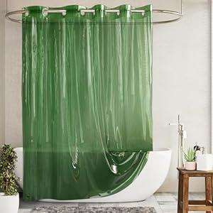 Barossa Design No Hook Clear Green Shower Curtain or Liner - Soft EVA 10G Extra Heavy Duty Shower Curtain with 3 Magnets for Bathroom, Standard Size 71" x 74", Clear Green