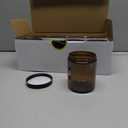 Vivaplex, Amber, 8 ounce, Round Glass Jars, with Black Lids - 8 pack