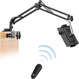 VOLTIFYMAX Kindle Holder with Remote Page Turner Reading in Bed, Tablet Stand Hands-Free Tablet Holder Arm, Compatible with Kindle Accessories, iPad, iPhone, eReaders Devices, Gifts for Readers