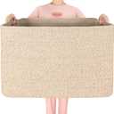 MINTWOOD Design 112L Extra Large Blanket Basket Holder Living Room, 25"x17"x16" Rectangle Rope Woven Storage Basket with Handles for Laundry, Towels, Shoes, Dog Toy Organizer Bin Box, Oatmeal Brown