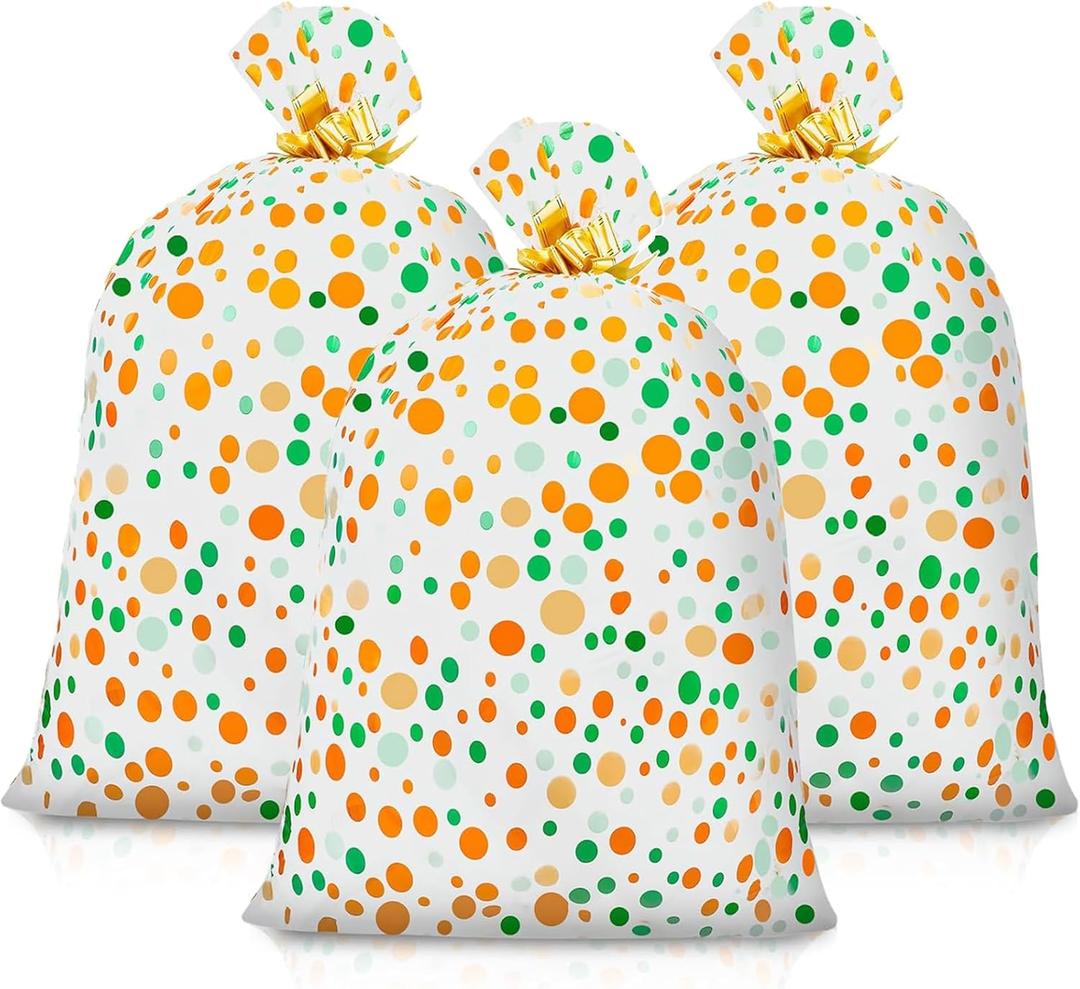 HIBILDER Upgraded Large Gift Bags 36x44 Inch - 3 Pcs Jumbo Plastic Present Bags with Pull Bows for Birthday, Christmas, Baby Shower Gifts, Oversized Storage Bags for Big Toys, Bikes, Giant Presents