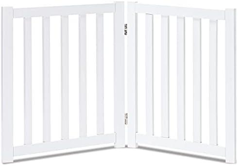 Amazon.com : LZRS 2-Panel Wooden Free Standing Foldable Dog Gate Indoor  Solid Hardwood 24" High, Step-Over Safety Pet Gate for Doorways, Stairs & Small Spaces - Indoor Use, White : Pet Supplies
