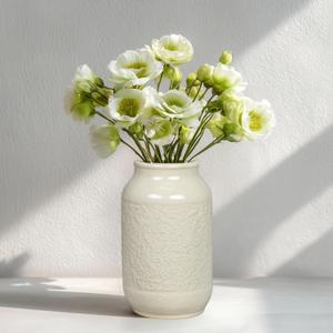 White Ceramic Vase for Flowers, 9 Inch Modern Decorative Vase for Home Decor, Centerpieces, Table, Living Room, Bathroom, Kitchen,