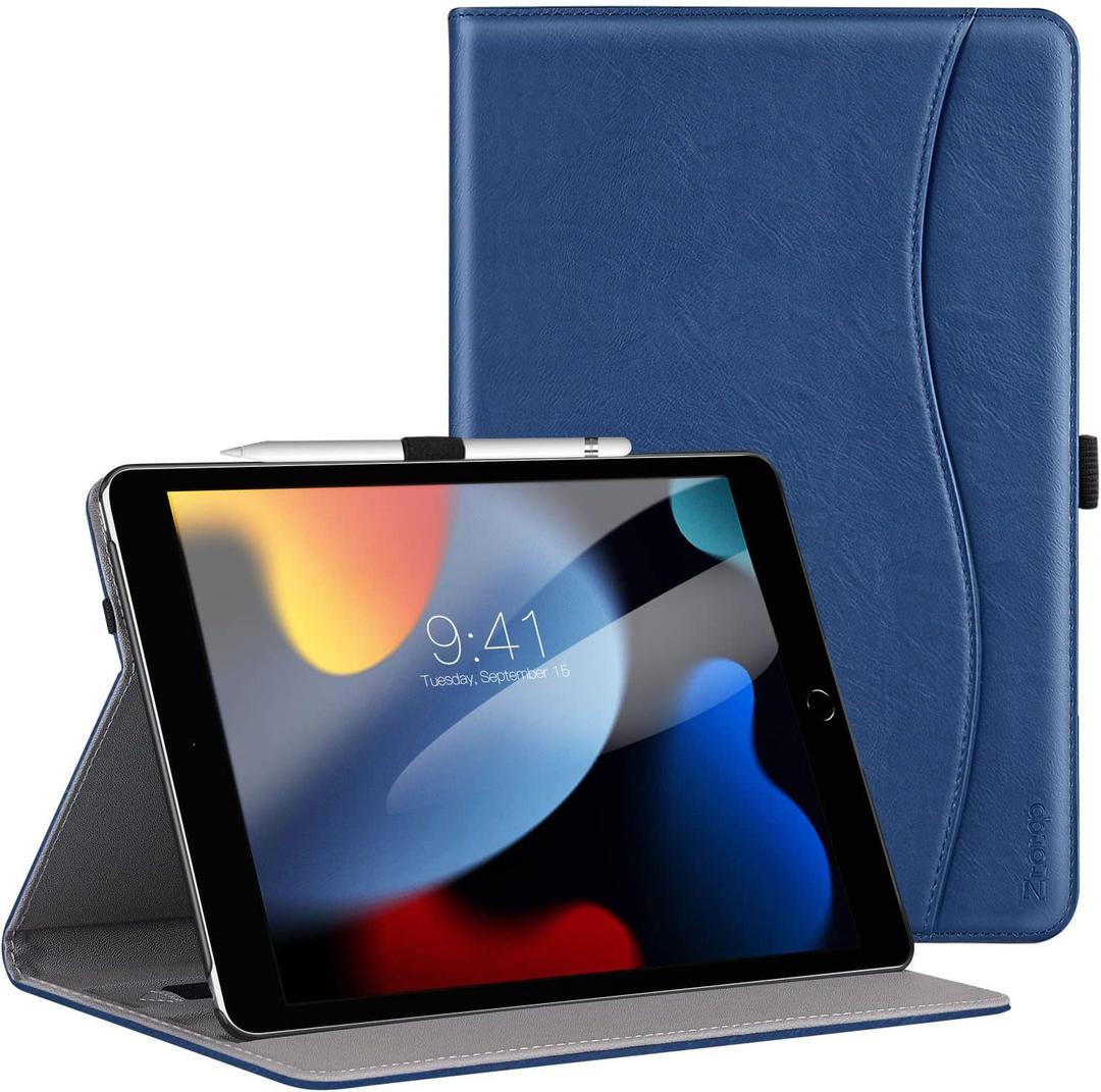 ZtotopCases for New iPad 9th/8th/7th Generation Case, Premium PU Leather Folding Stand Cover for iPad 10.2" 2021/2020/2019, Navy Blue