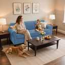 SUBRTEX 7 Pieces Stretch Sofa Slipcover,Couch Cover for 3 Cushion Washable Sofa Cover with Individual Backrest Cushion Covers for Living Room(Large,Steel Blue)