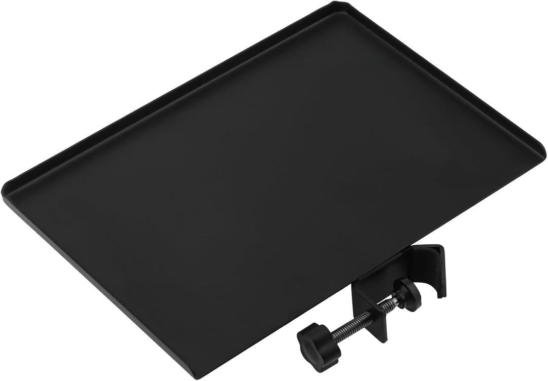 RTNLIT Heavy Duty Metal Music Stand Tray, Universal Mic Stand Tray for Music Sheet, Singing, Stage, Audio Recording (7.9" x 5.5")