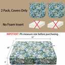 Magpie Fabrics Indoor Outdoor Cushion Cover Replacement 2 Pack, NO Insert! Water Repellent Slipcover with Ties Decor for Patio Garden Chair Seat Sofa Bench Wicker(Botanical Blue Green, 22x20x4 Inch)