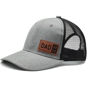 Dad Hat 2025, Gifts for New Dads, Leather Patch Adjustable Daddy Trucker Caps for Father's Day Birthday Gift