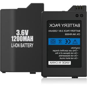 2Pcs Rechargeable Battery Pack Replacement for PSP 2000/3000/Lite/Slim Console, Real Capacity 1200mAh Lithium Polymer Batteries for PSP 2001/3001
