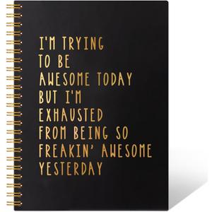 I'm Trying To Be Awesome Today 160 Pages Hardcover Blank Spiral Notebook, Funny Work Gifts Christmas Gifts for Boss Men Friends, Thank You Gifts Office Coworkers Him, Inspirational Gifts