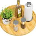 Lazy Susan Organizer, 13.2 Inch Non-Skid Bamboo Lazy Susan for Kitchen Table cabinets Closets and Kitchen Islands, Wood Turntable for Kitchen Countertop Organizer