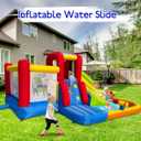 Hongcoral Bounce House Inflatable Water Slide for Kids, Water Park With Splash Pool, Double Cannon, 2 Climbing Walls, Obstacles, Blow Up Jumping Castle With Blower