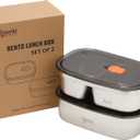 Boxiki Kitchen Bento Lunch Box Set of 2 pcs  Leakproof, BPA Free, Dishwasher Safe Lunch Containers with Compartments  Reusable Bento Box for Adults