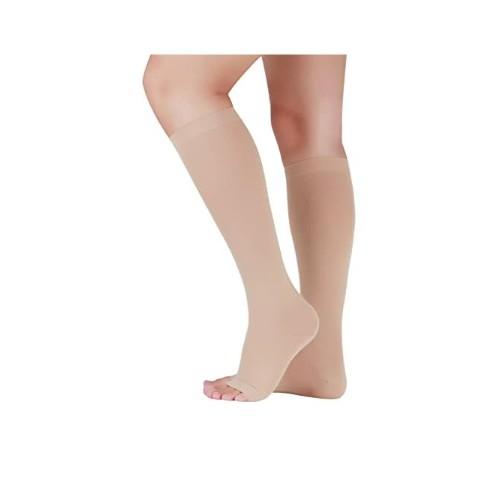 20-30 mmHg Compression Stockings for Women and Men Knee High Open Toe, M