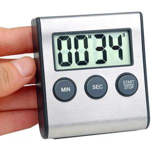 Digital Kitchen Timer - Magnetic Countdown With Loud Alarm, Stainless Steel for Cooking, Baking, Sports Games (1pack)